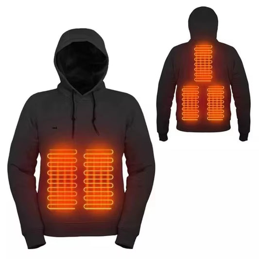 Men'S Winter Hooded Heating Sweatshirt USB Heated Thermal Wear Outdoor Casual Warm Electric Heating Streetwear Fashion