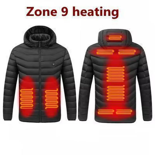 Washable USB Charging Heated Jacket, Cotton Hooded Jacket, Electric Heating, Warm Jacket, Outdoor, Camping, Hiking